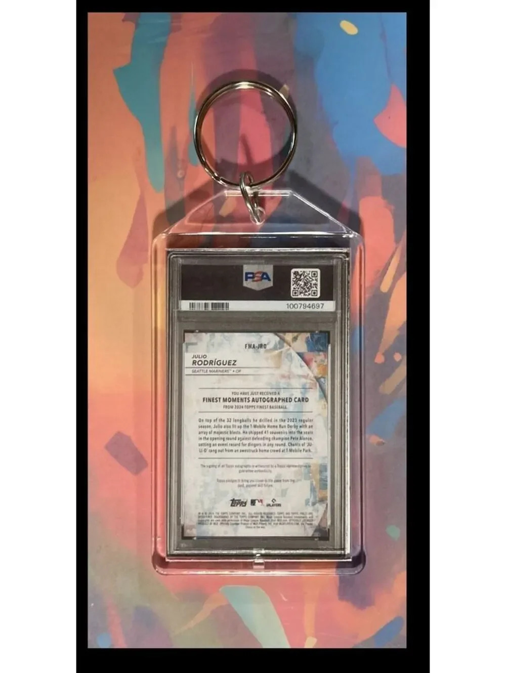 3042 Julio Rodriguez 2024 Topps Finest SuperFractor Auto Keychain